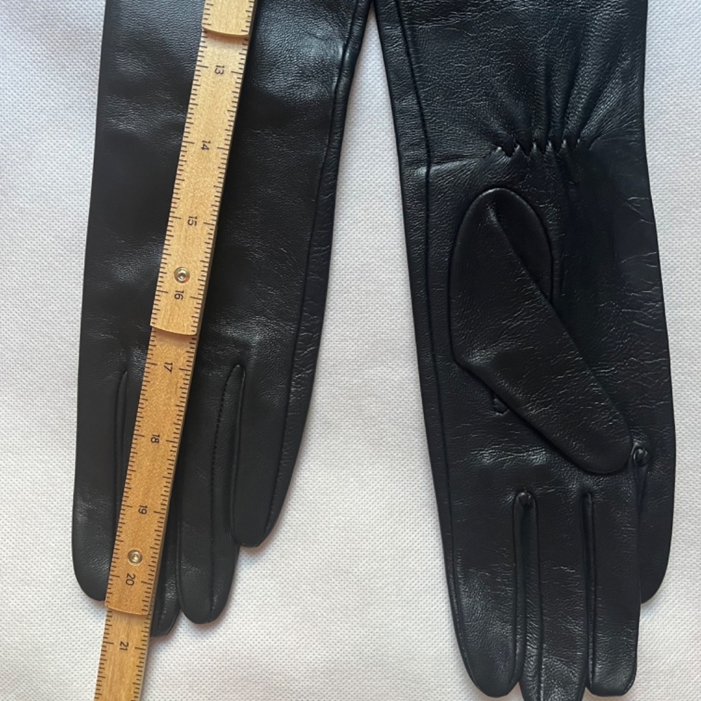 H&M Studio Collection 2023 Leather Evening Long Black Elbow Gloves‎ XS/S - Picture 9 of 11